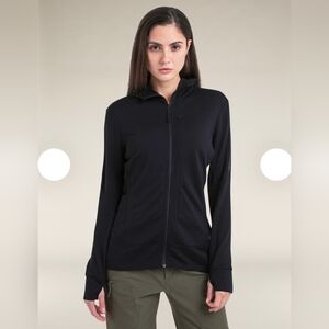 Women's Black Icebreaker Merino Wool Hoodie Sm